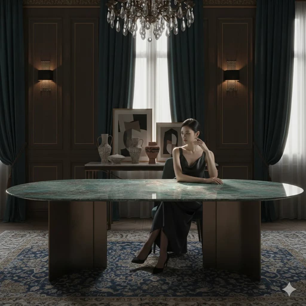 Green Amazonite marble dining table top