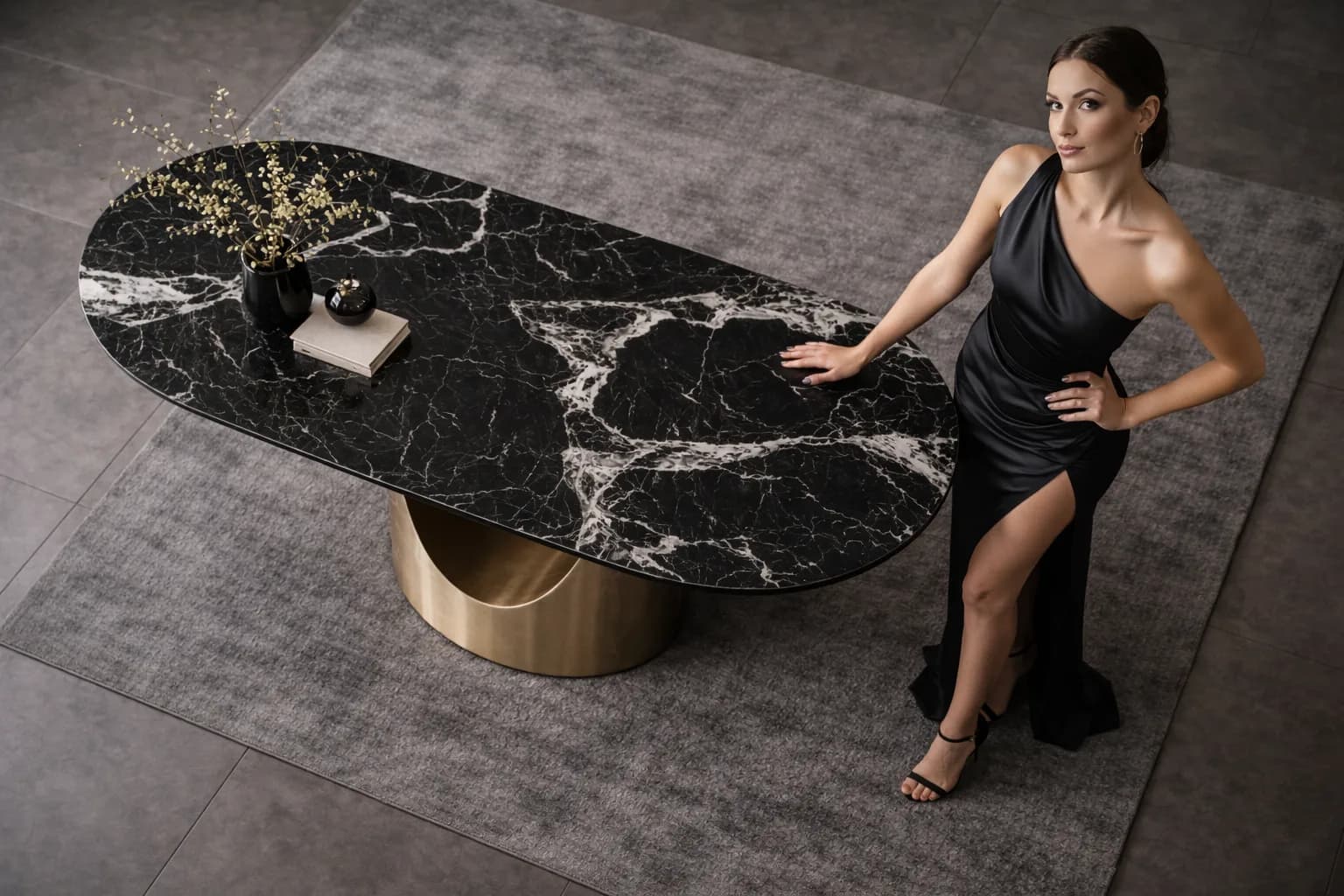 Imperial Breccia marble dining table top