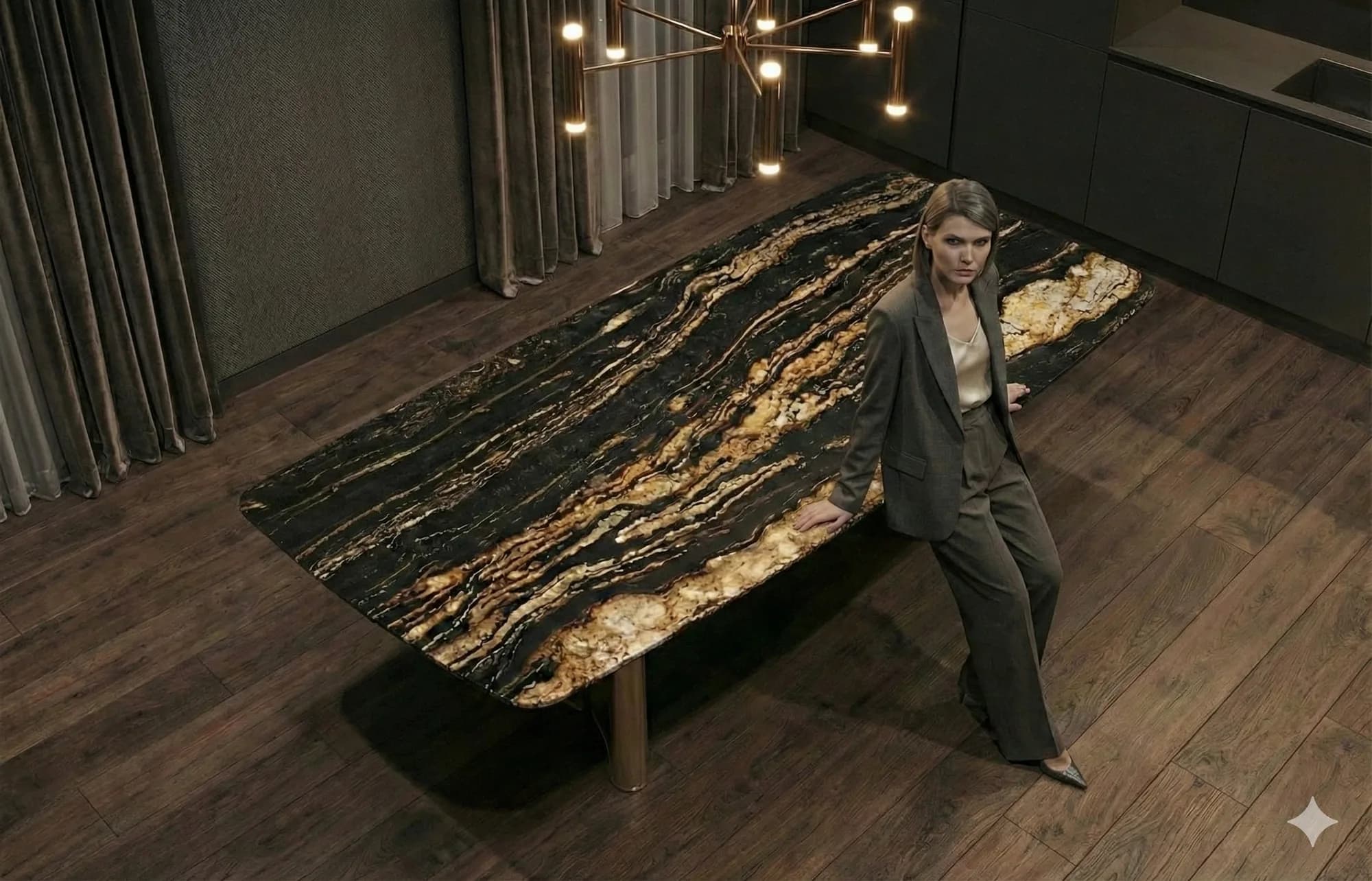 Oro Notte marble dining table top