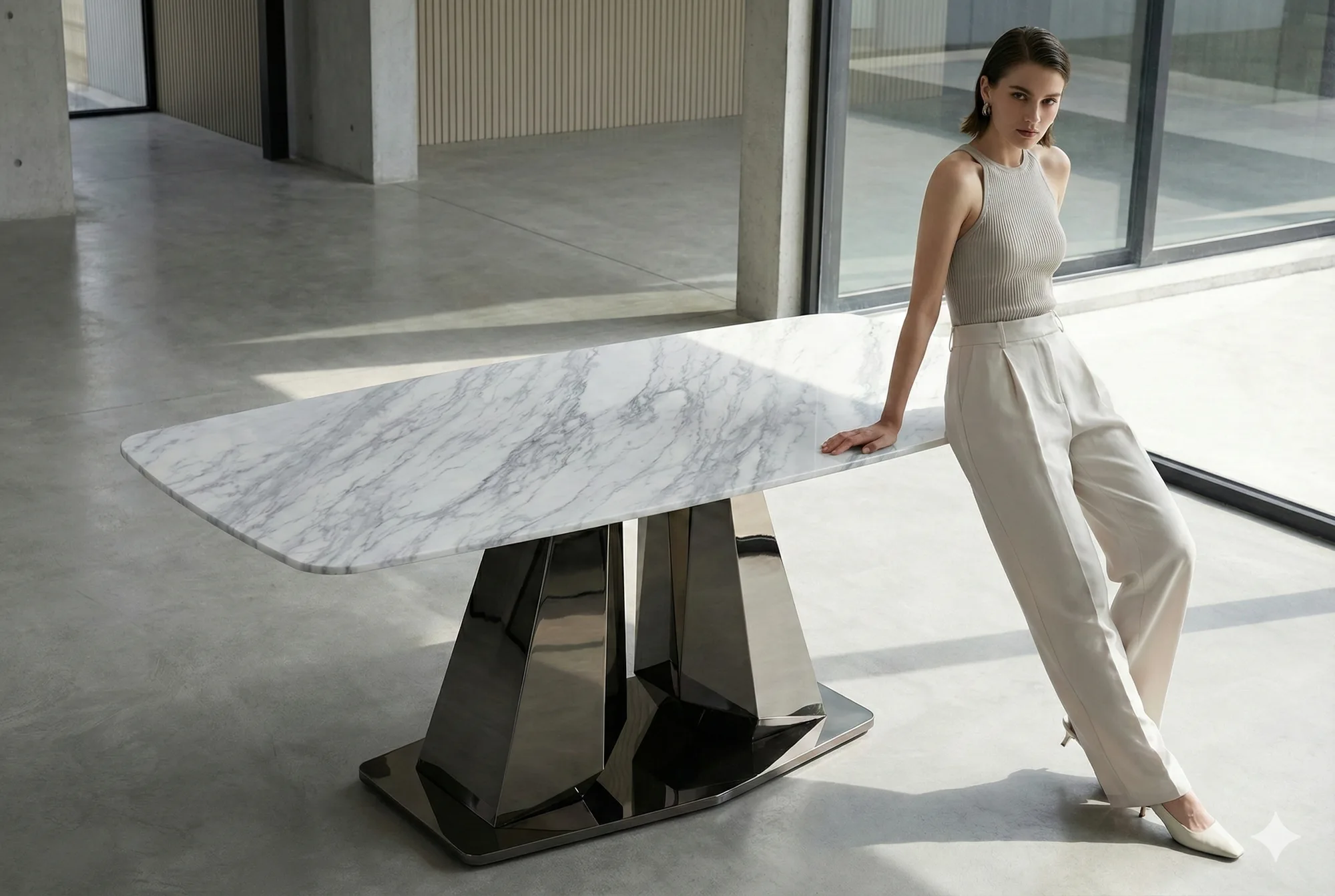 Carrara Sereno marble dining table top