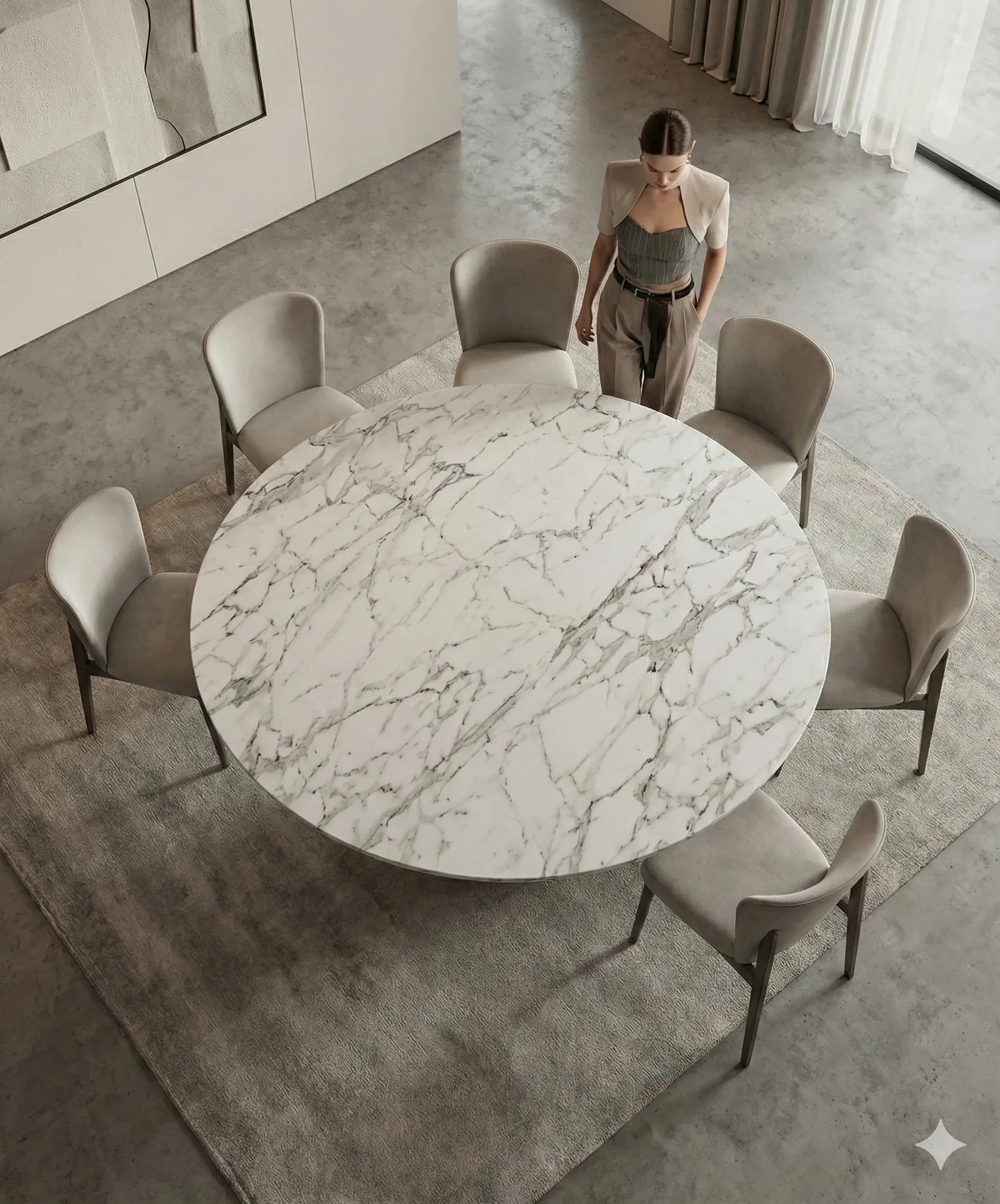 Stellato Bianco marble dining table top