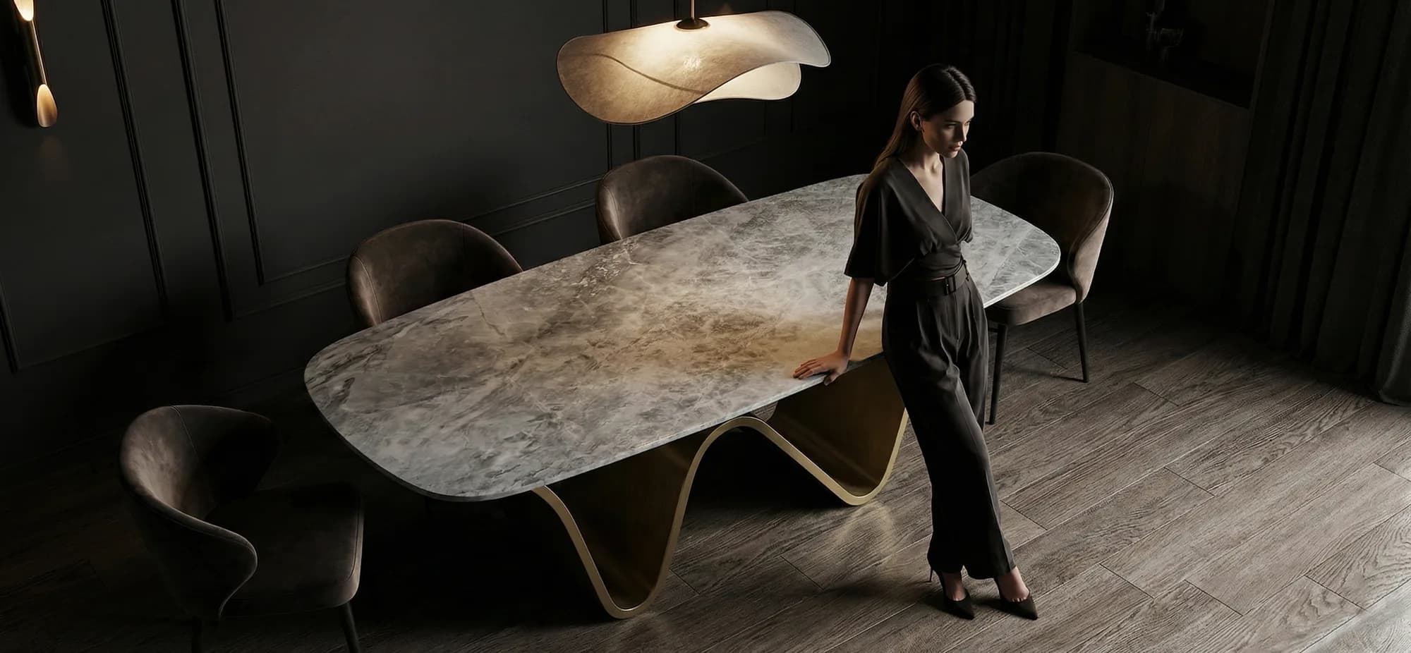 Aurevia Nordic marble dining table top