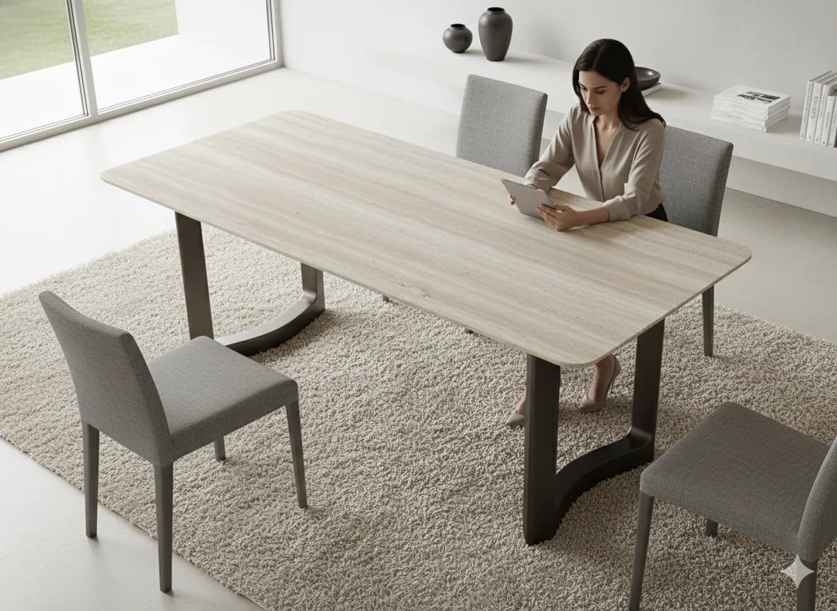 Travertino Beige marble dining table top