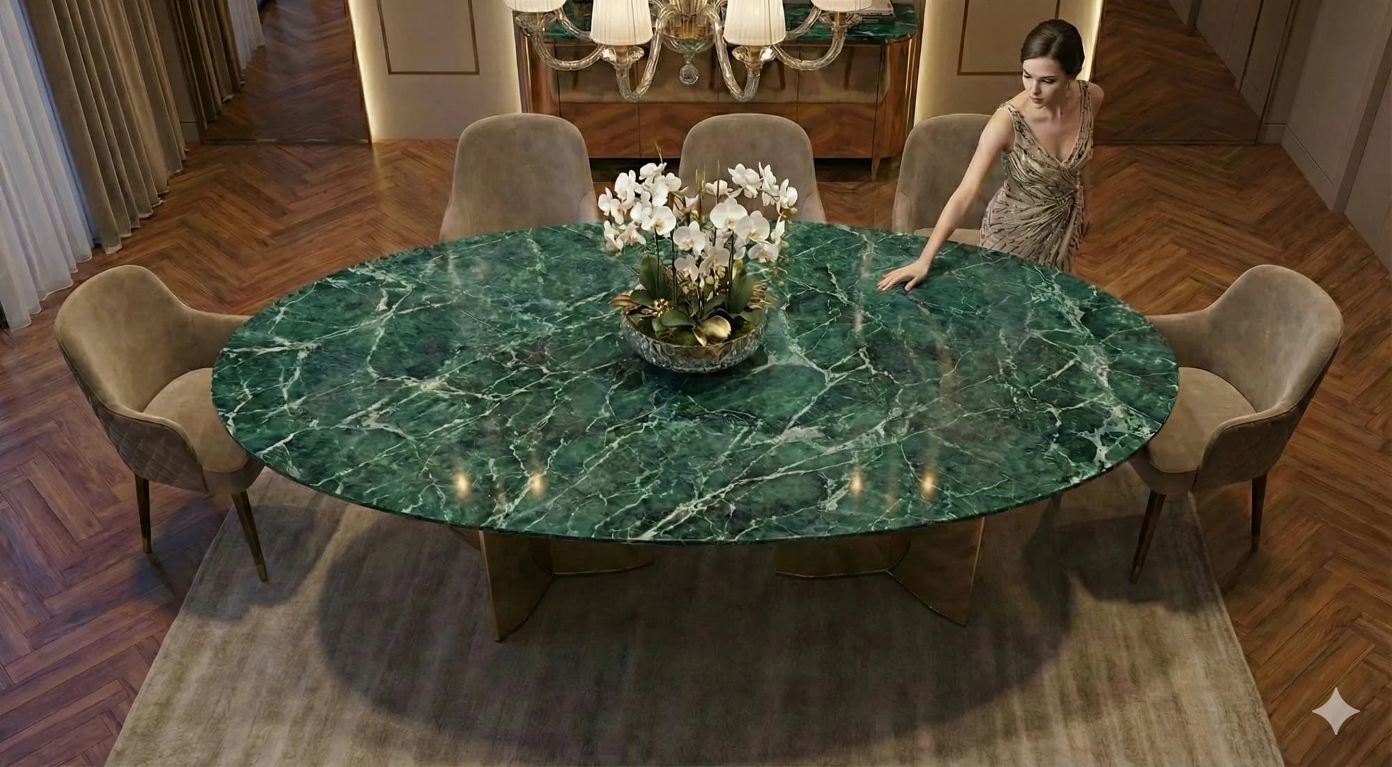 Verdantia Natura marble dining table top